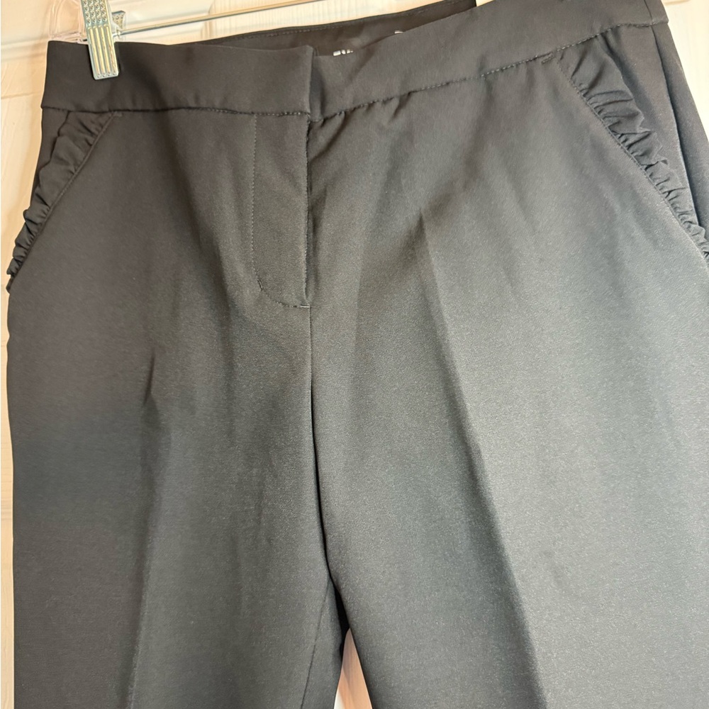 Express Columnist ankle mid rise Ruffle Pockets Elegant Black Pants 4R